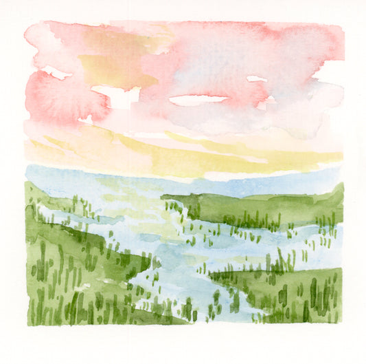 Mini Sunset Marsh No 1 Print (4x4)