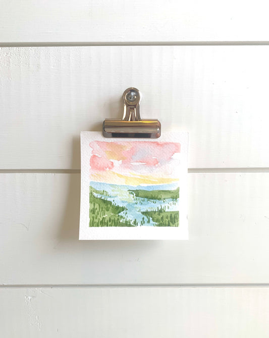 Mini Sunset Marsh No 1 Print (4x4)