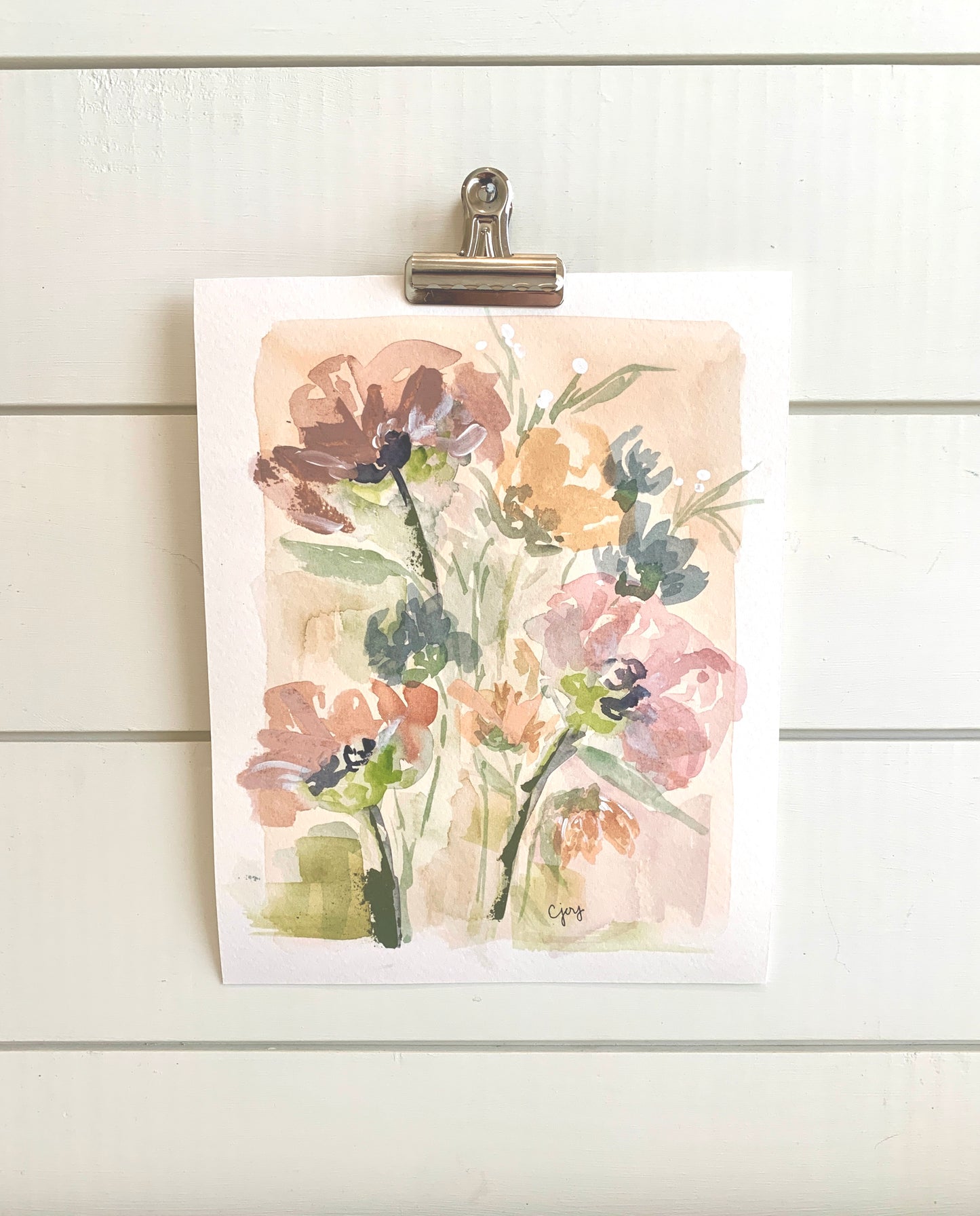 Peachy Flowers Print (8x10)